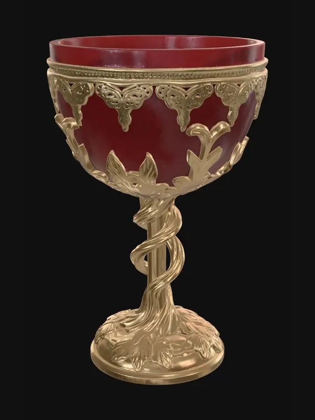 3D model for Gilded Chalice on Marble Stand