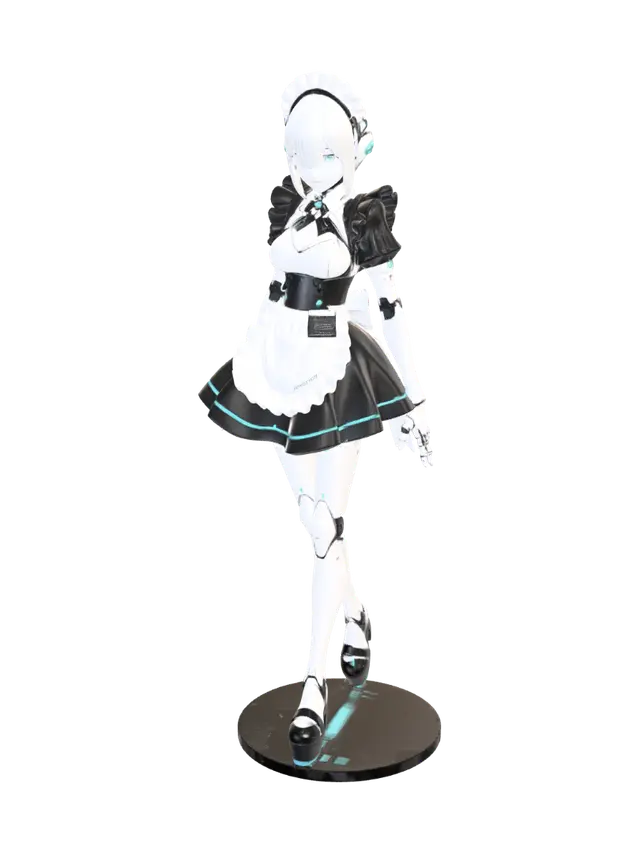 Android Maid - Bluehair 3D model, vytvořený pomocí AI