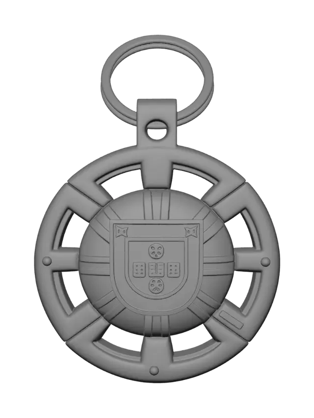 3D model for make me a model that symbolizes portugal flag and soccer and can be 3d printed as a keychain