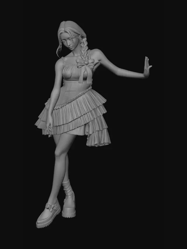 3D model for Yellow Ruffle Dress by the Window