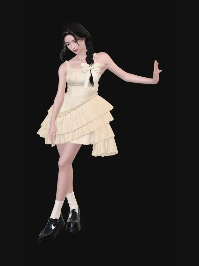 3D model for Yellow Ruffle Dress by the Window