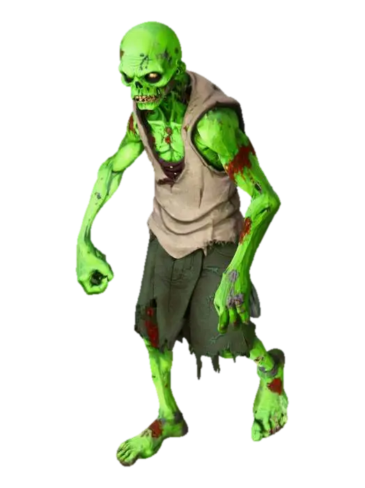 Zombie Lurker 3D model, vytvořený pomocí AI