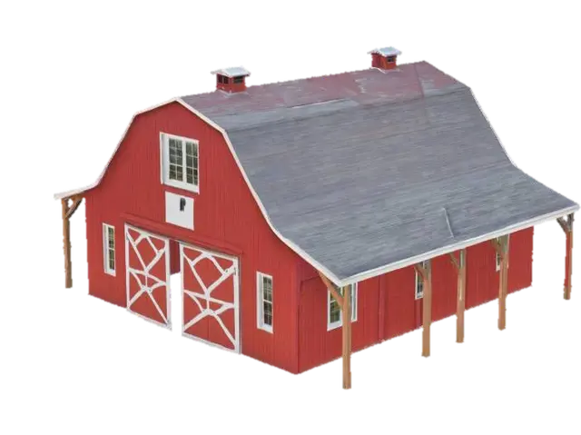 Red Barn Structure (LOw poly) - Country 3D model, vytvořený pomocí AI