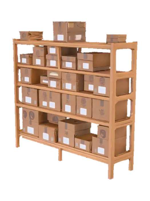 shelf with boxes 3D model, vytvořený pomocí AI