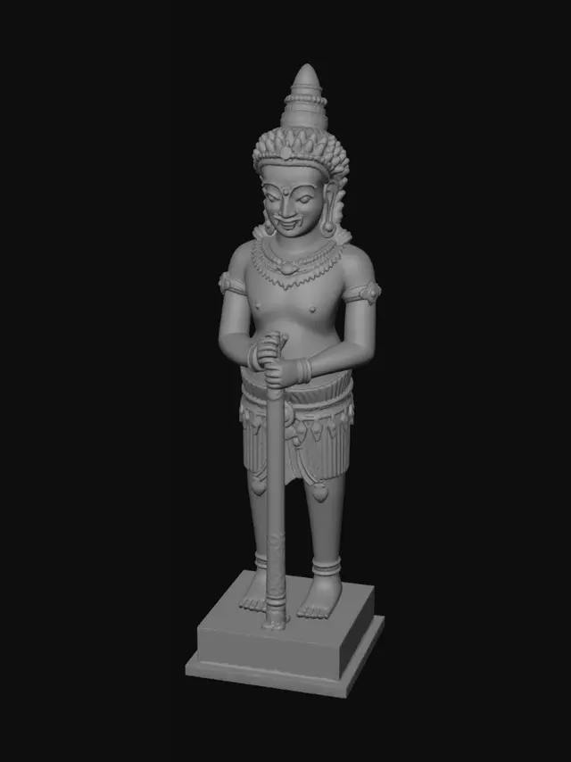 3D model for Bronze Standing Guardian Deity with Staff
