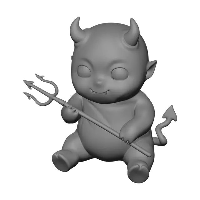 3D model for Little Red Devil with a Trident