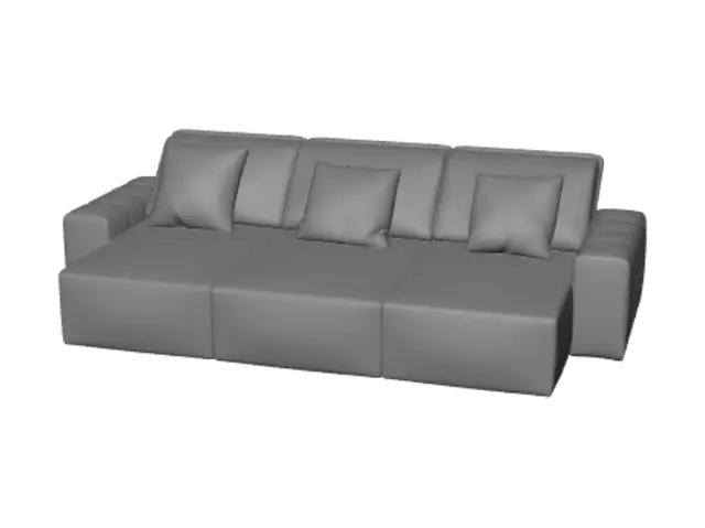3D model for Beige Modular Sofa with Brown Leather Armrests