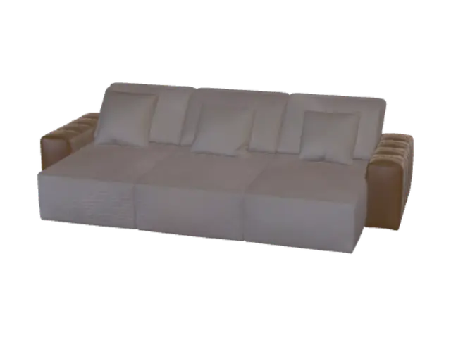 3D model for Beige Modular Sofa with Brown Leather Armrests