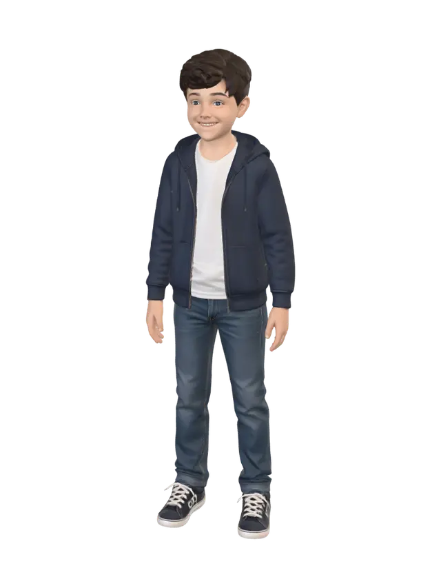 3D model for Boy in Hoodie and Jeans