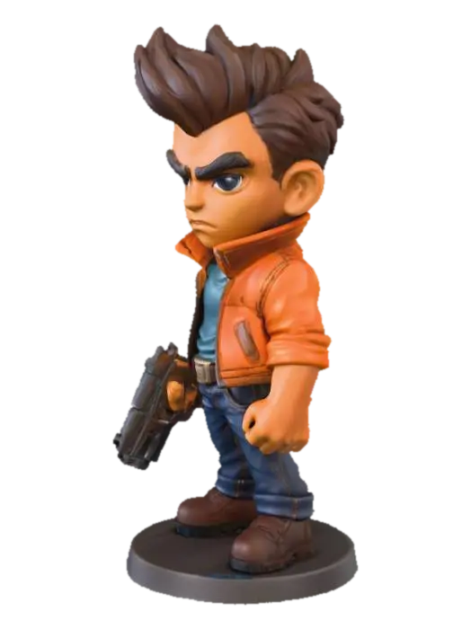 Determined Hero 3D model, vytvořený pomocí AI