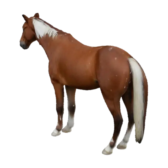 Majestic Chestnut Horse - Half 3D model, vytvořený pomocí AI