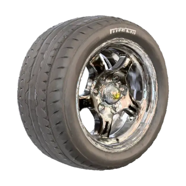 3D model for 15 inch 3 piece steel rim with Pirelli tire