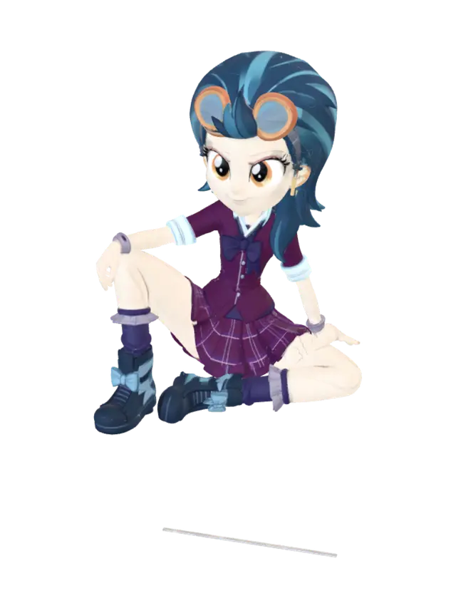 Blue-Haired Schoolgirl in Plaid Uniform - Bluehair 3D model, vytvořený pomocí AI
