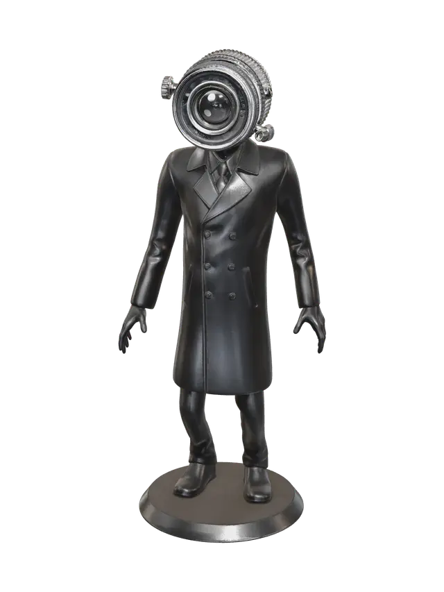 Low-Poly Cameraman Skibidi 3D model, vytvořený pomocí AI