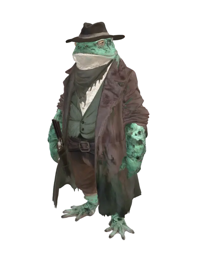 Verdant Gumshoe - Characterplayer 3D model, vytvořený pomocí AI