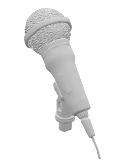 3D model for microphone hyper detailed. chrome and black with red hues blended