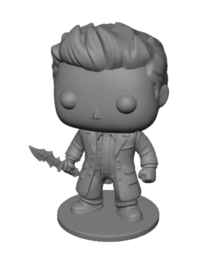 3D model for Dean Winchester from supernatural as a funko pop figure with the first blade in his hand