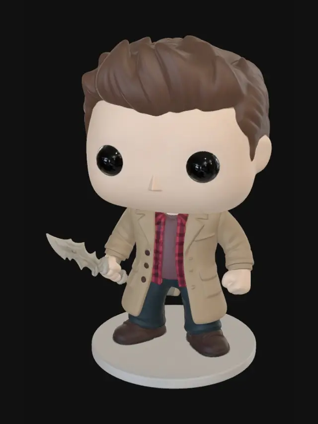3D model for Dean Winchester from supernatural as a funko pop figure with the first blade in his hand
