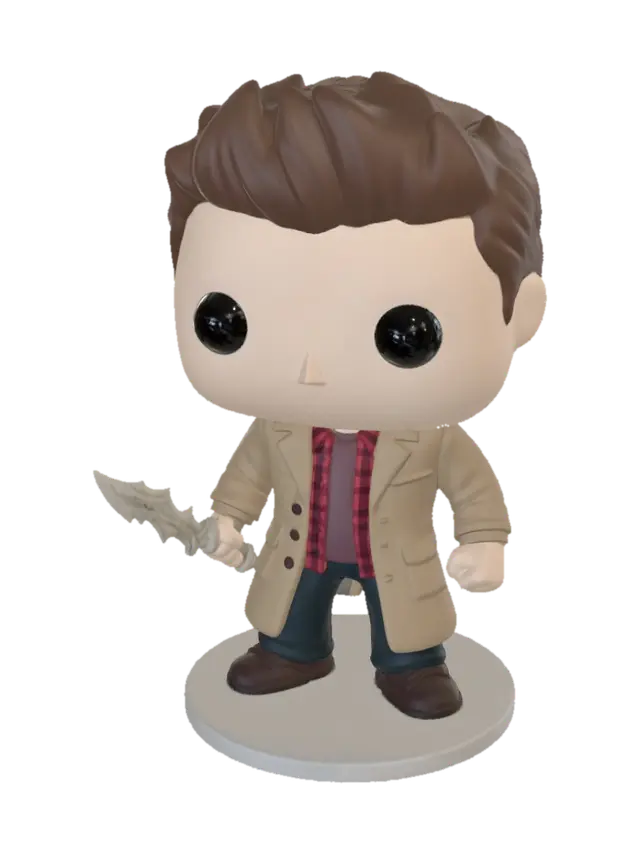 3D model for Dean Winchester from supernatural as a funko pop figure with the first blade in his hand