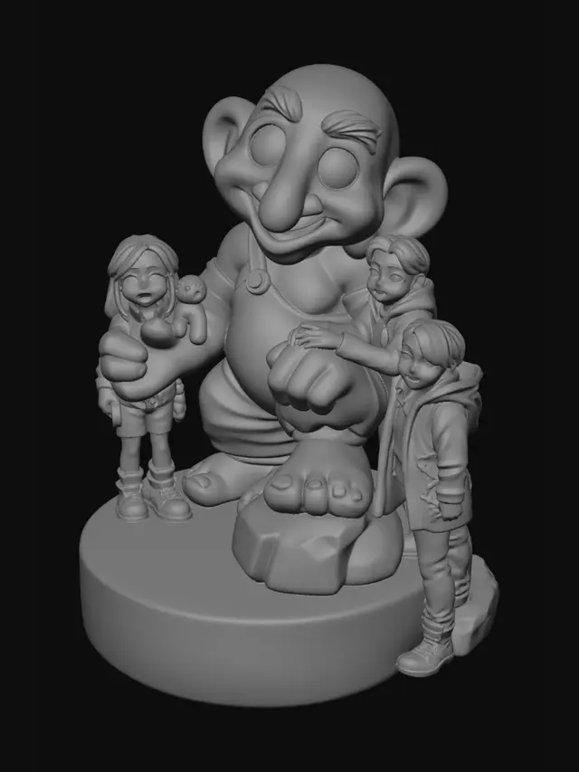 3D model for The Gentle Giant and the Three Friends