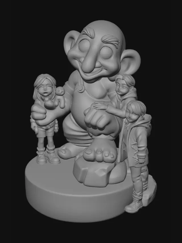 3D model for The Gentle Giant and the Three Friends