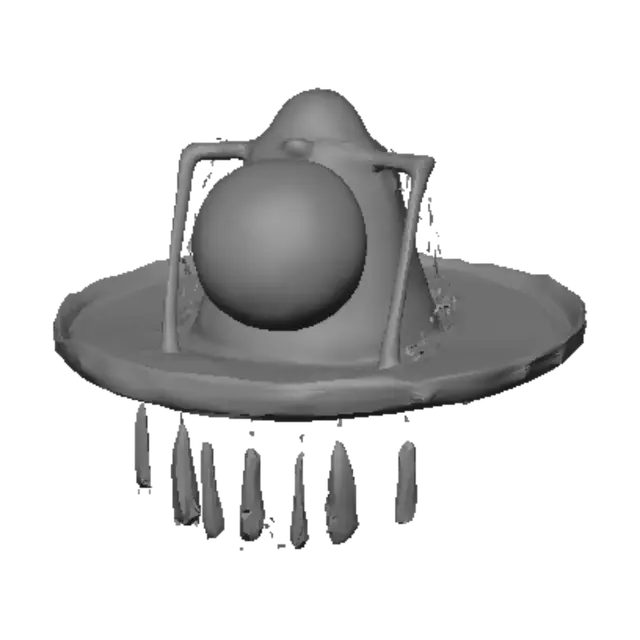 3D model for A creative and festive 3D wearable hat that merges a traditional Mexican sombrero with a cowboy hat silhouette, designed for a Soccer World Cup celebration. The top crown of the hat is replaced by a miniature, illuminated 3D soccer goal net structure made of white metal posts and black mesh. Inside this net, a classic black-and-white paneled soccer ball is suspended and appears to be floating, with a dynamic rotation effect. The wide brim of the hat features three distinct segmented color panels representing the host nations: green-white-red, red-white-blue , and red-white , decorated with golden studs and small hanging tassels along the edge. The brim has an embedded glowing LED strip that pulses in neon blue and red. The base of the crown is wrapped in a colorful serape-style fabric patt