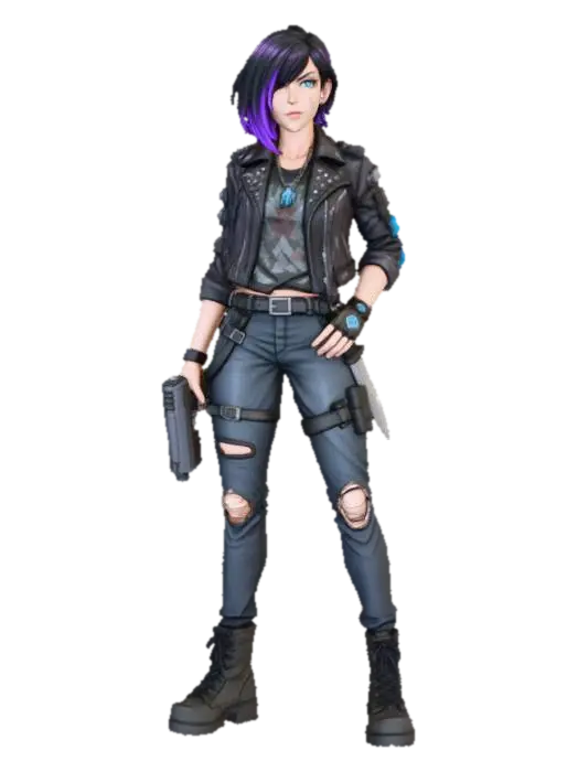 Cyberpunk Vigilante 3D model, vytvořený pomocí AI