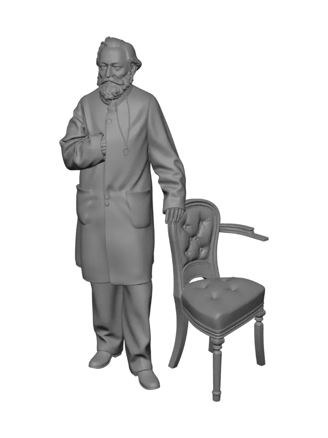 3D model for Bearded gentleman in a long coat