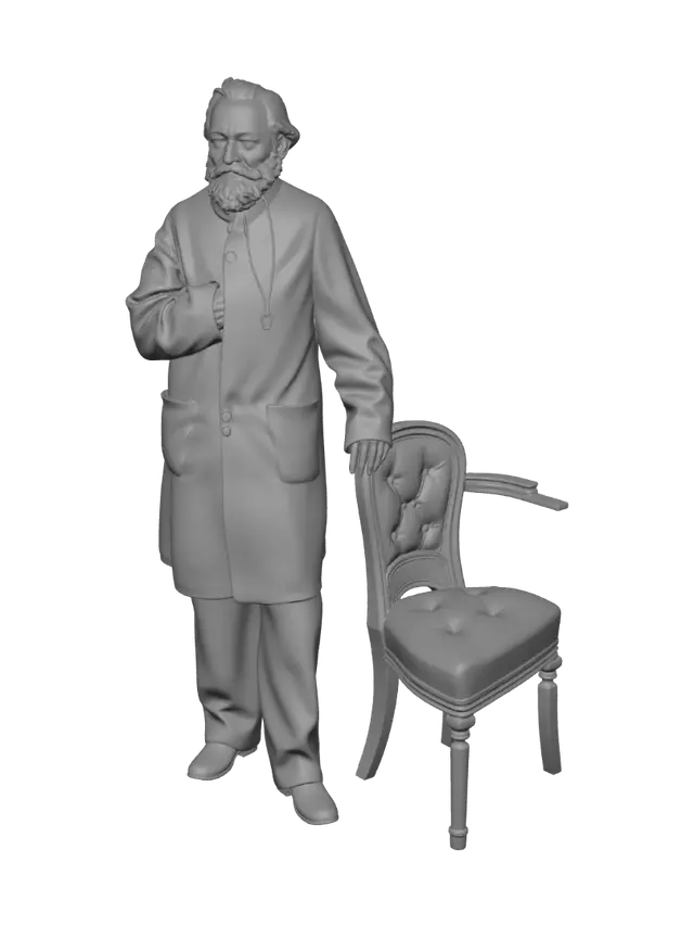 3D model for Bearded gentleman in a long coat