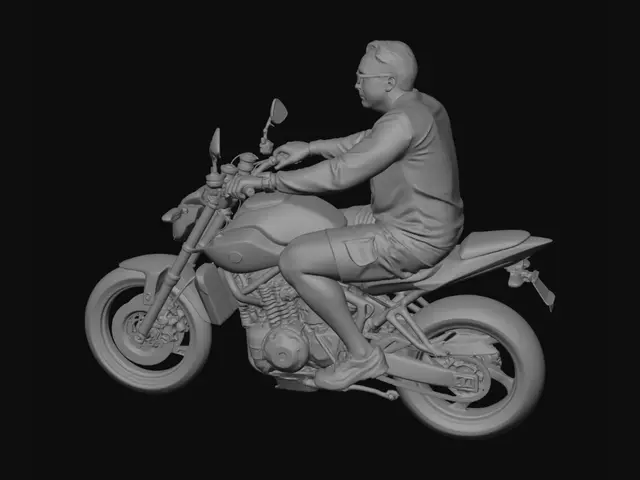 3D model for Purple Rider on a Red Motorcycle