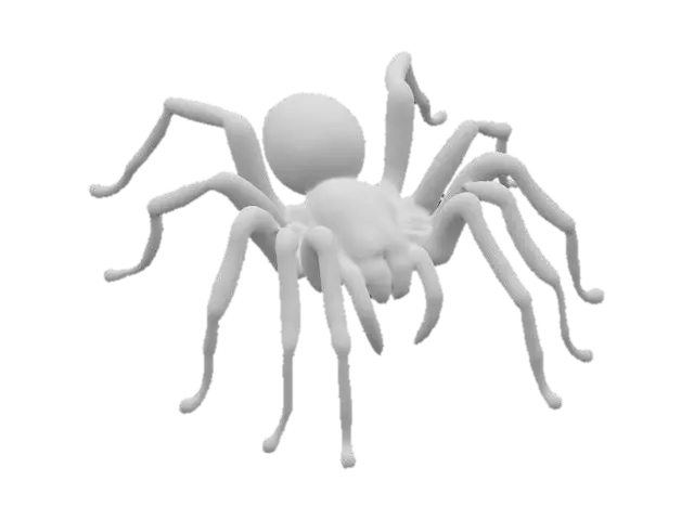 3D model for spider for halloween, with orange stripes and tooth that are very scary., #PBR#