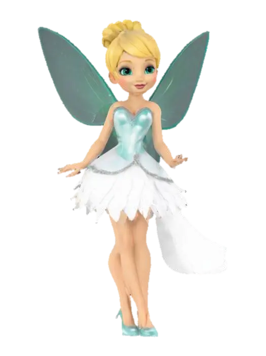 sexy Tinkerbell, wearing a white dress with silver and teal accents, fairy wings,… - Updo 3D model, vytvořený pomocí AI