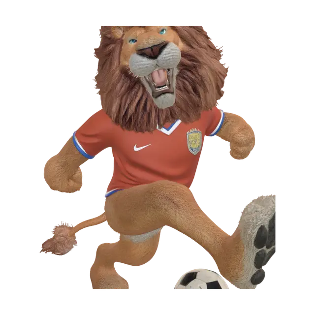 Soccer Lion Mascot - Roaring 3D model, vytvořený pomocí AI