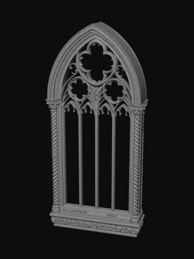 3D model for Gothic Arch Window with Tracery