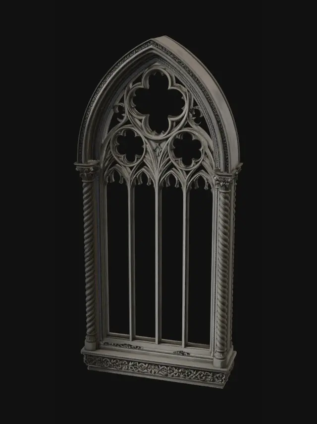 3D model for Gothic Arch Window with Tracery