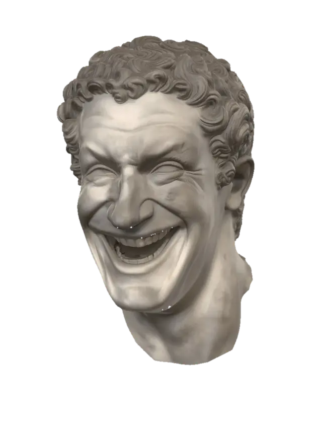 Laughing Marble Bust 3D model, vytvořený pomocí AI