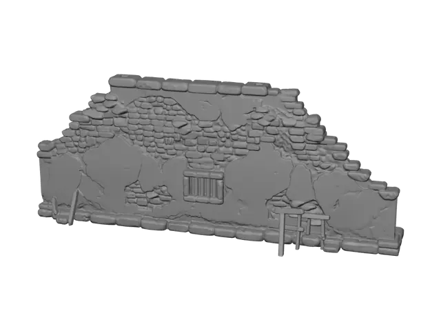 3D model for Stone Wall Ruin with Window