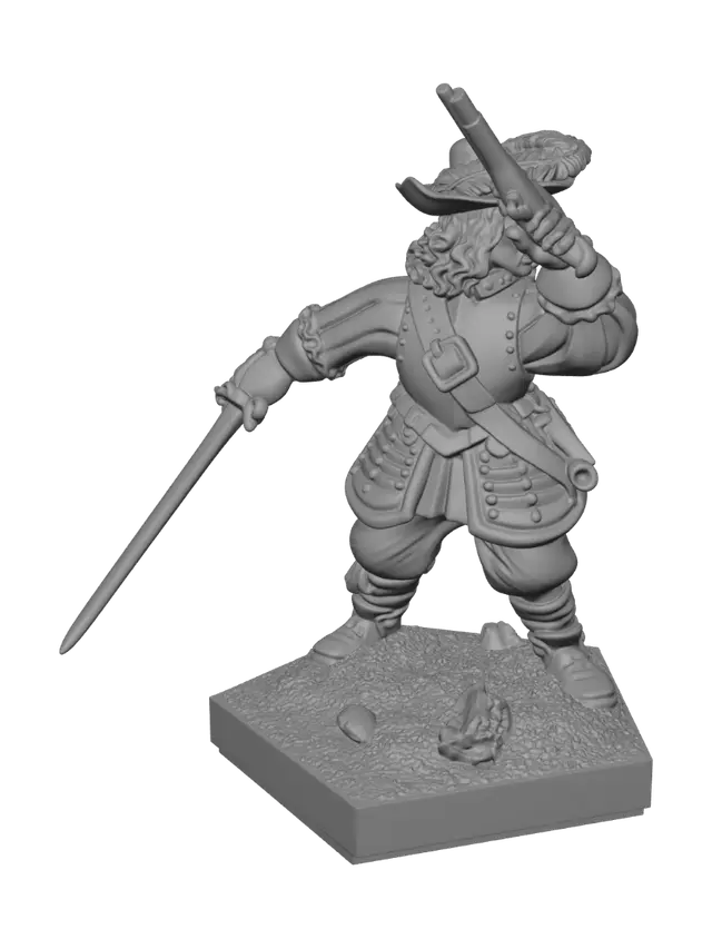 3D model for Pirate Captain with Raised Pistol