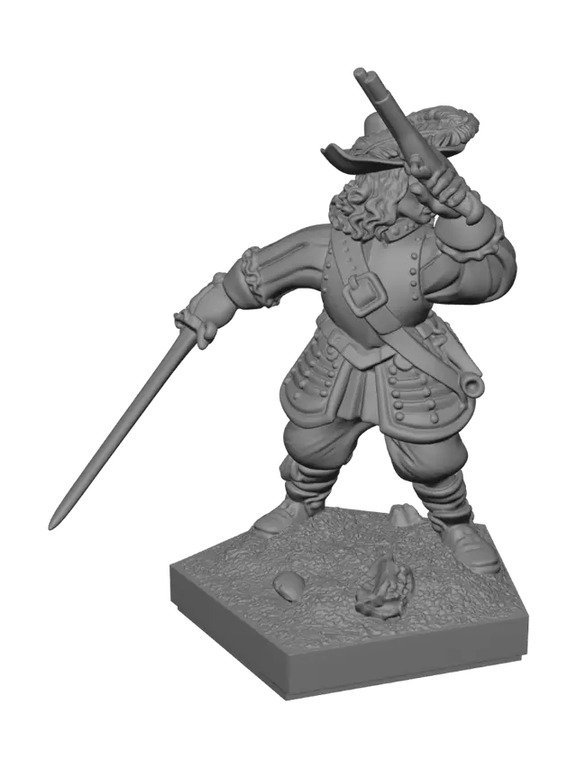 3D model for Pirate Captain with Raised Pistol
