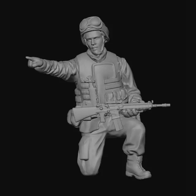 3D model for Kneeling Soldier Pointing Forward