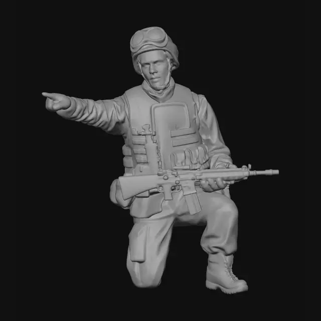 3D model for Kneeling Soldier Pointing Forward
