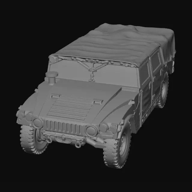 3D model for Grey Humvee Model on a Wooden Table