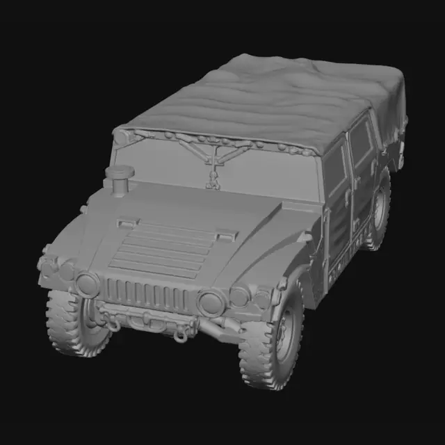 3D model for Grey Humvee Model on a Wooden Table
