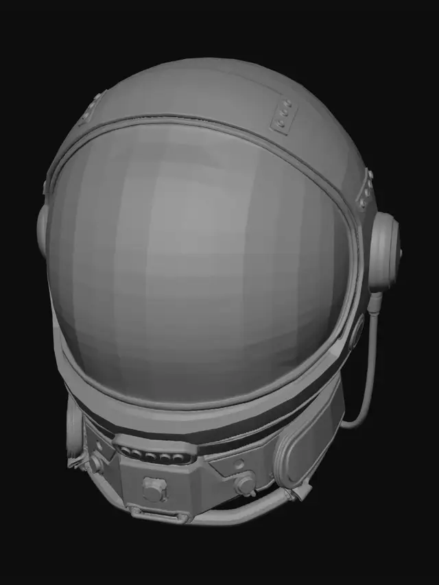 3D model for astronaut helmet, detailed, quad mesh