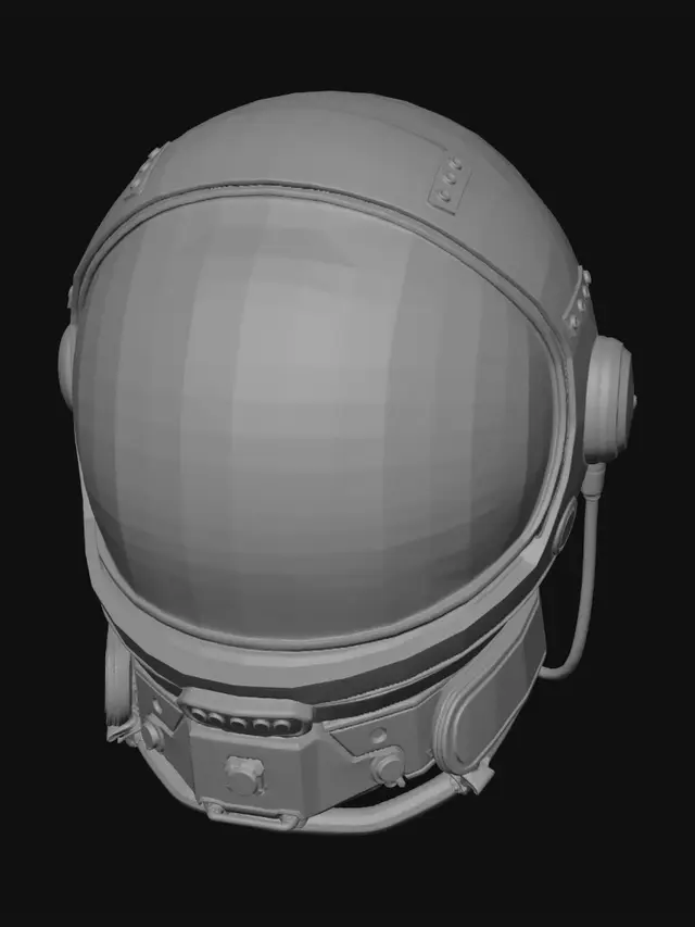 3D model for astronaut helmet, detailed, quad mesh