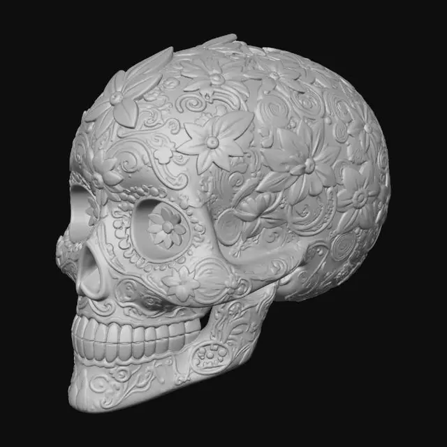 3D model for Blue Floral Sugar Skull