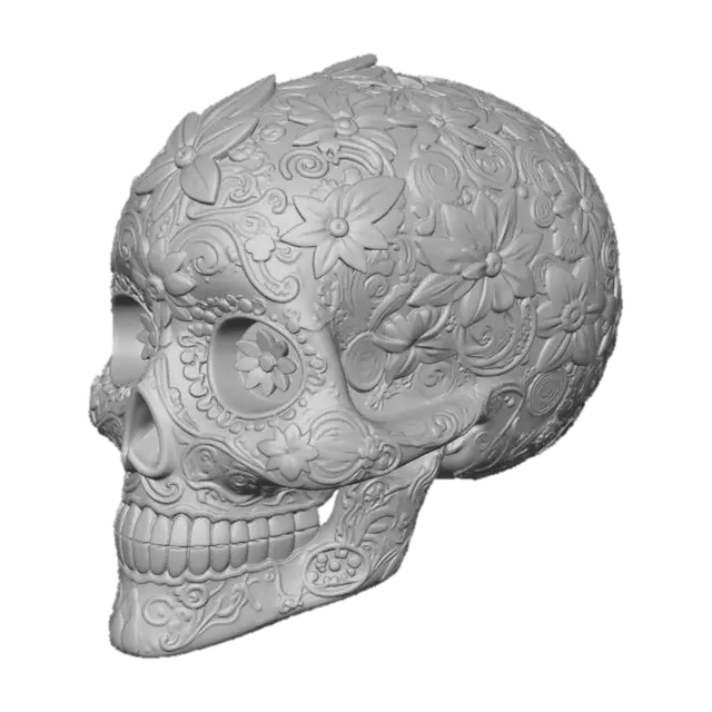 3D model for Blue Floral Sugar Skull