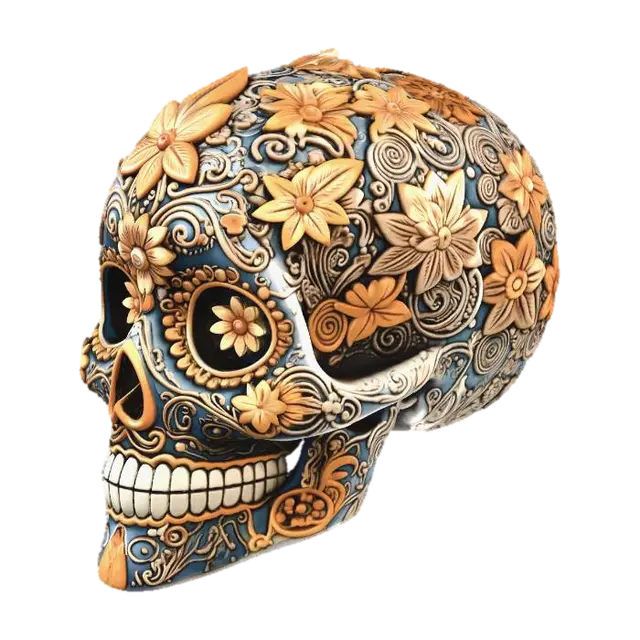 3D model for Blue Floral Sugar Skull