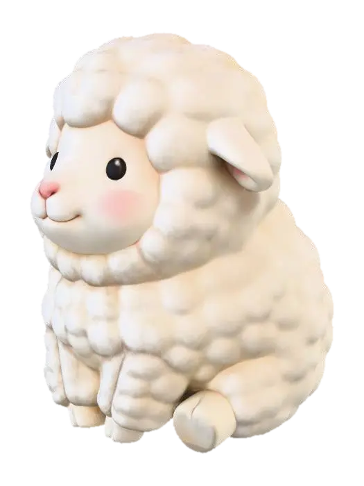 Modello 3D Schaf sitzend - Fable, generato dall’IA