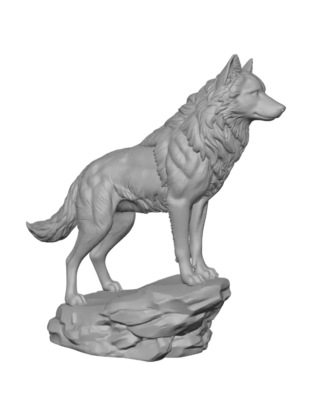 3D model for Eine wunderschöne Figur eines Wolfes. Nur die Figur in einem wunderschönen dunkelgrau in erhabener Pose. Detailliert und dennoch leicht druckbar.